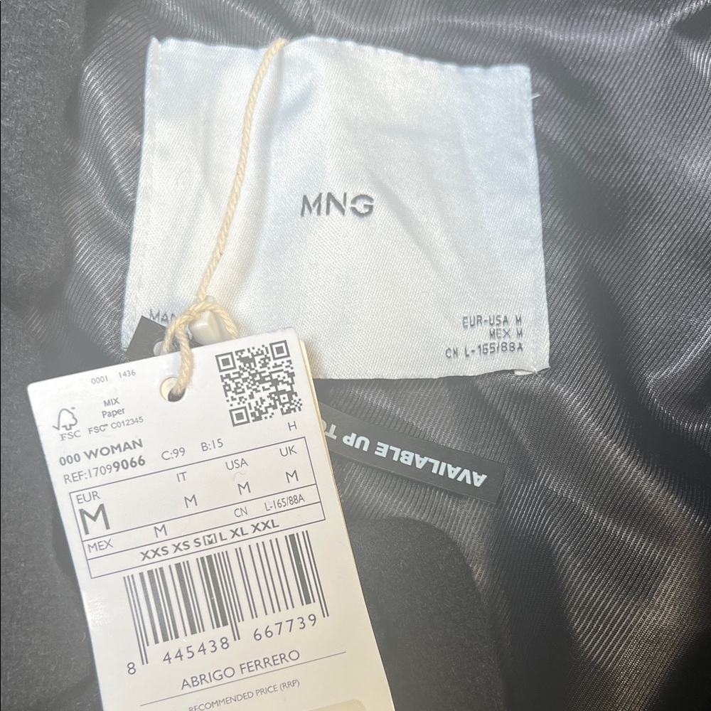 Mango pea coat wool blend Black Double-Breasted size M - Picture 3 of 14